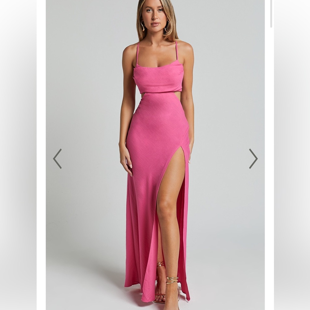 Hot Pink Cut Out Maxi Dress